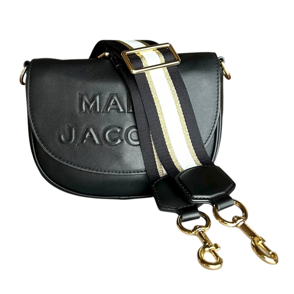 Marc Jacobs The Flash Saddle Bag Crossbody in Black Calfskin Leather